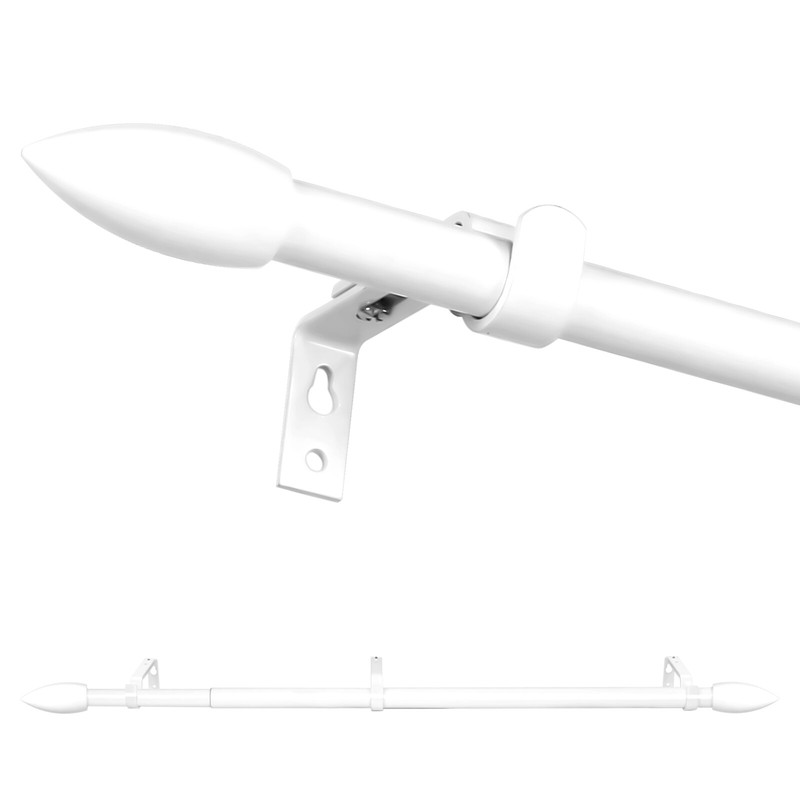 5/8“ Diameter Adjustable Bullet Single Curtain Rod Set, 28”-48“/48”-84“/84”-120” gallery