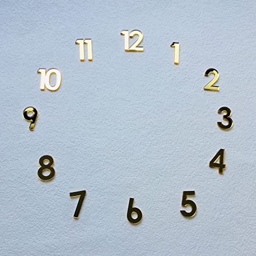 12 Pcs Arabic Mirrored Acrylic Numerals for a Wall Clock () Mirror Gold gallery