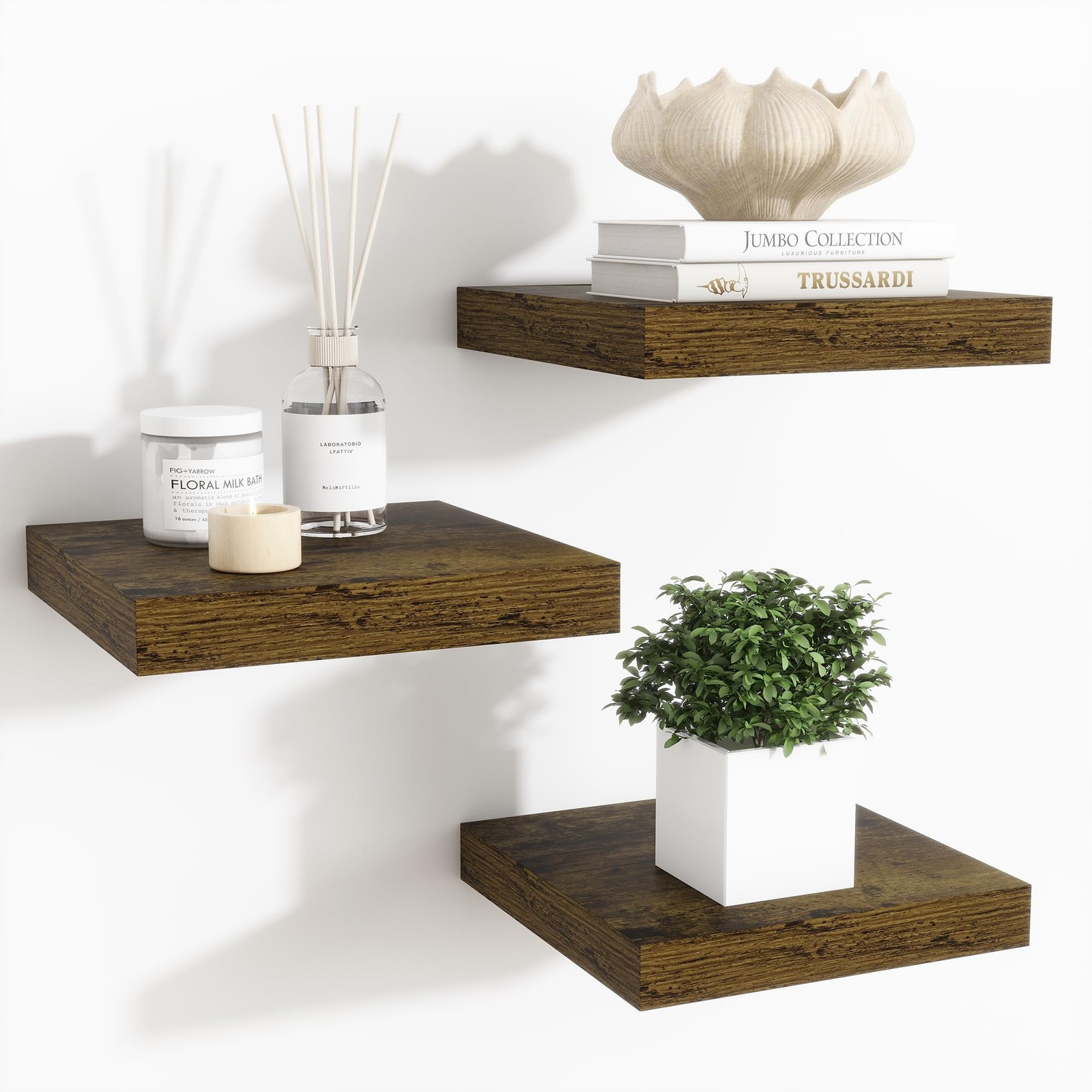 Fun Memories Floating Shelves For Wall - 7.5 Inch Square Shelves Invisible gallery