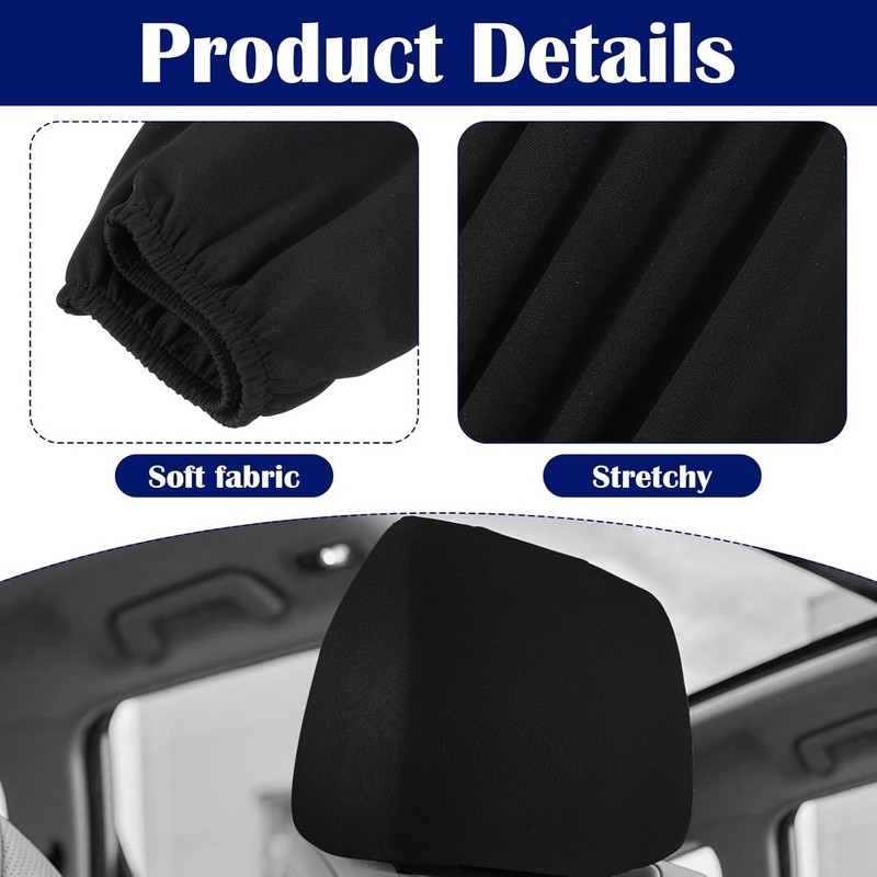 Universal Soft Fabric Headrest Covers for Cars, Vans, and Trucks, 2-Piece Set (B gallery