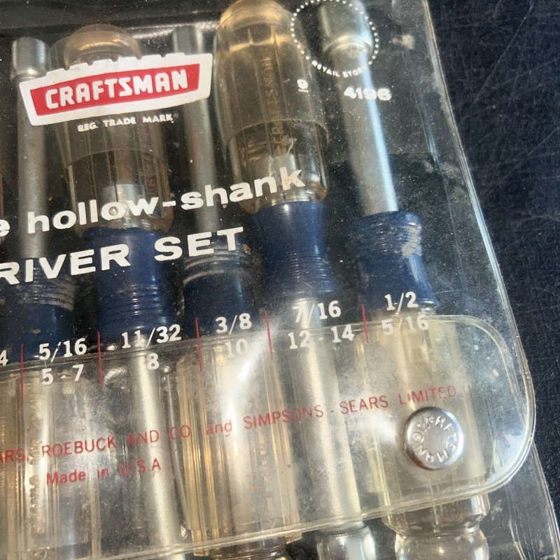 Vintage Craftsman 7 Pc Hollow Shank Nut Driver Set 9-4196 Made In USA 3/16-1/2” gallery