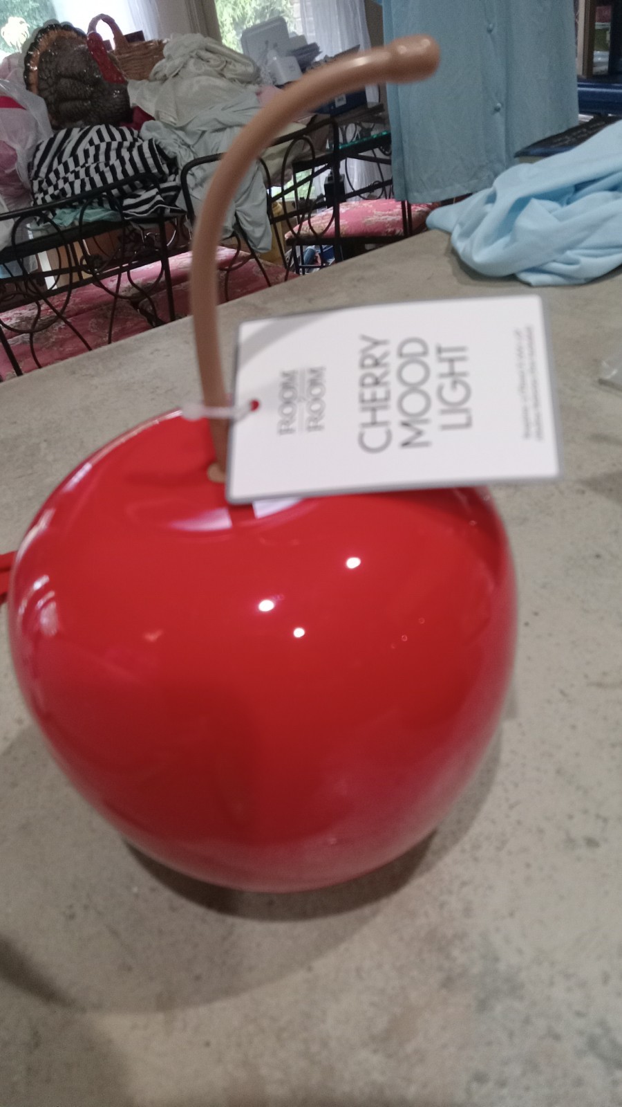 Red Cherry Mood Light Nightstand Table Lamp Fruit Ambient Glow Decor NEW 7" gallery