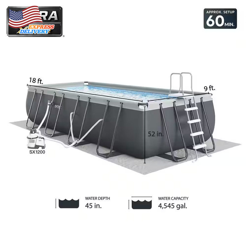 Ultra XTR 18 Ft. X 9 Ft. Rectangular 52" Deep Hard Sided above Ground Pool Set gallery