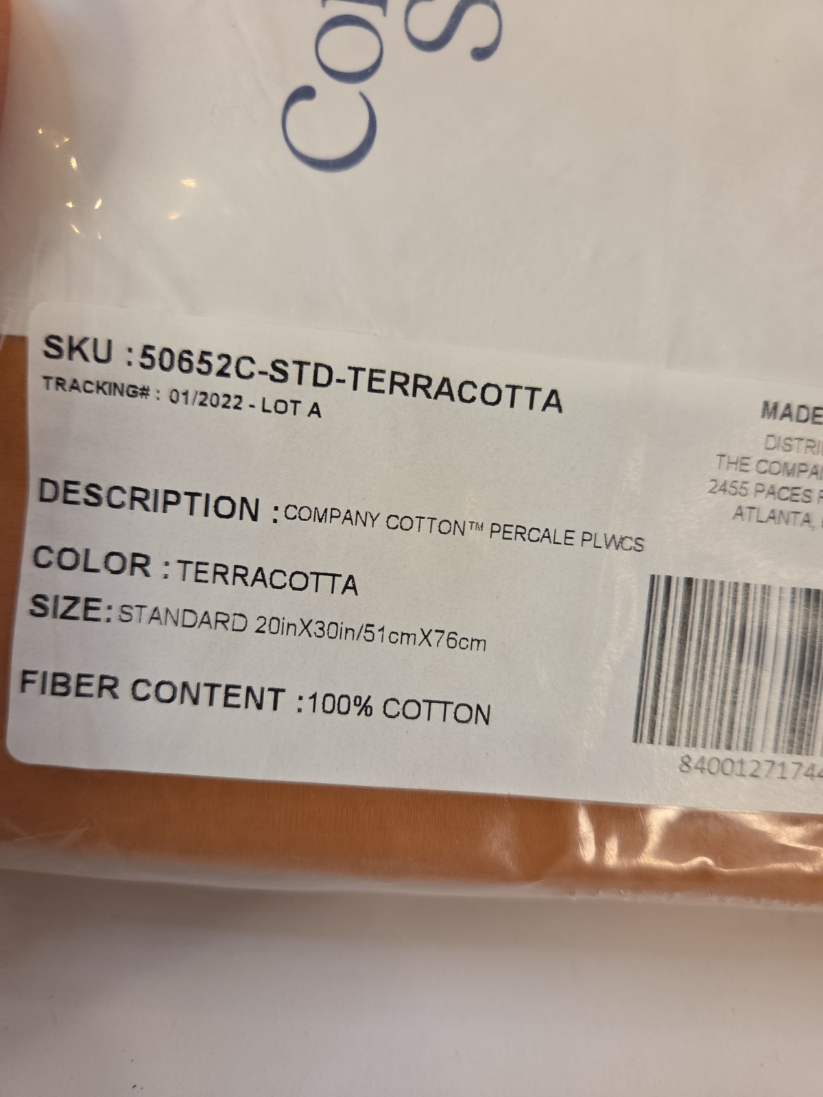 The Company Store 100% Cotton Percale Standard Pillowcases Color~Terracotta New! gallery
