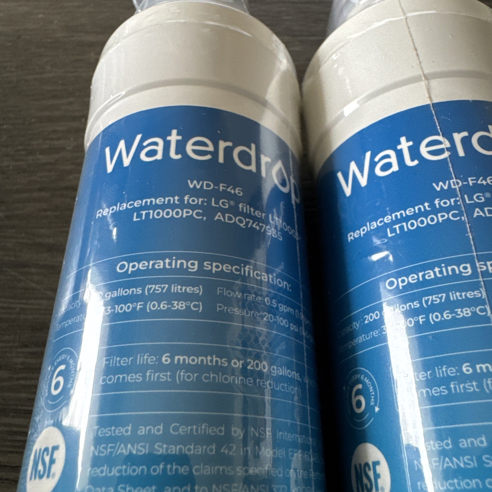 Waterdrop WD-F46 Replacement For LG LT1000P, ADQ747935 New Sealed Set of 3 gallery