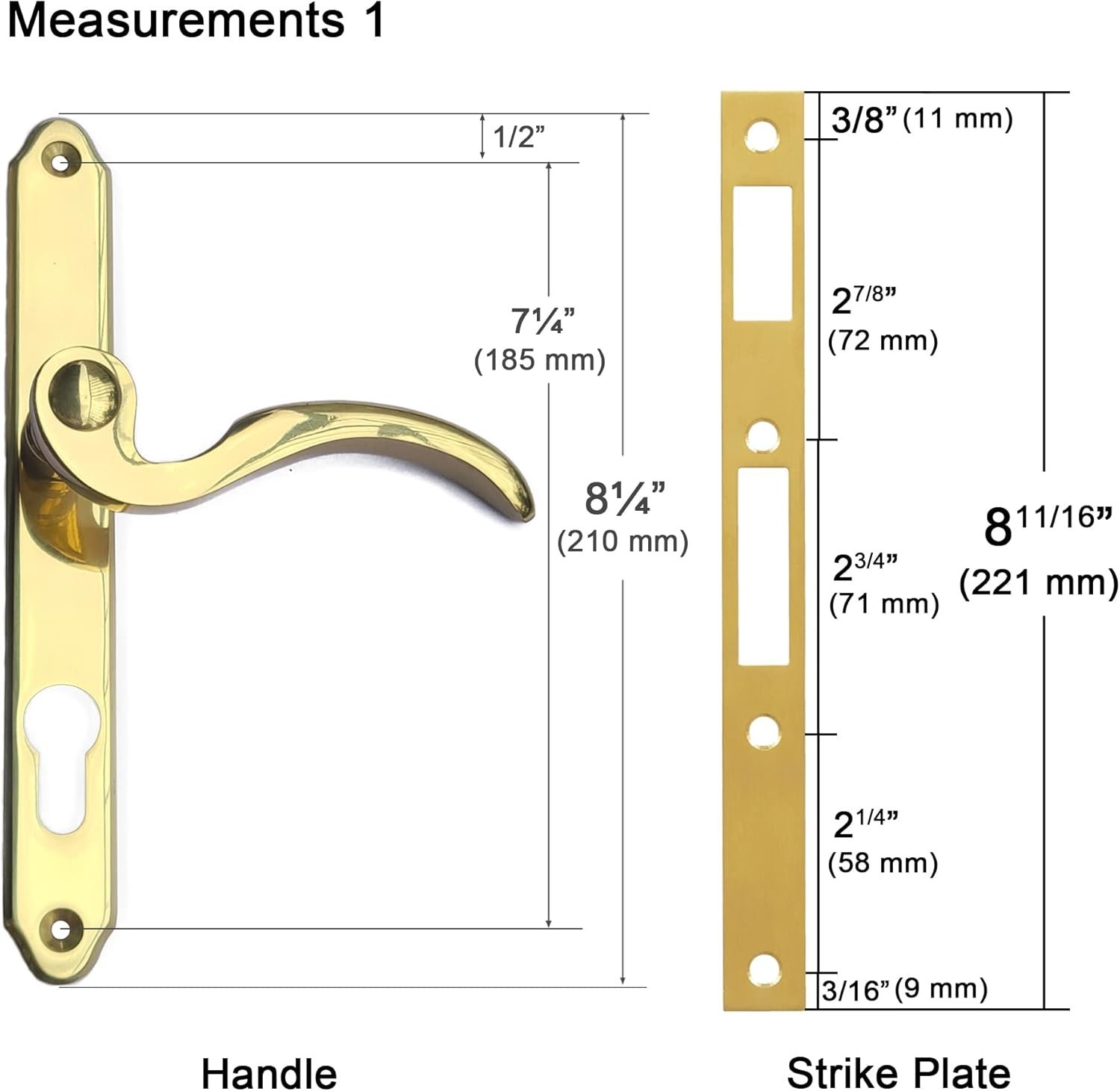 Storm Door Handle Replacement Kit with Lock and Key, Gold Security Door gallery