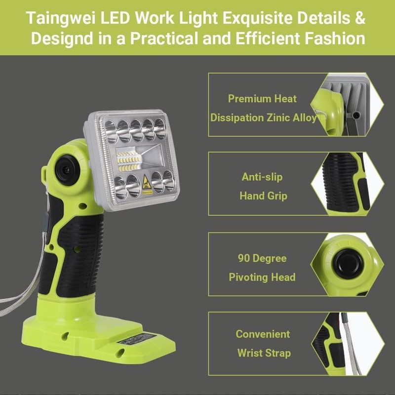 Cordless LED Work Light Flashlight for Ryobi 18V One+ Li-ion Battery 9W 1000LM gallery