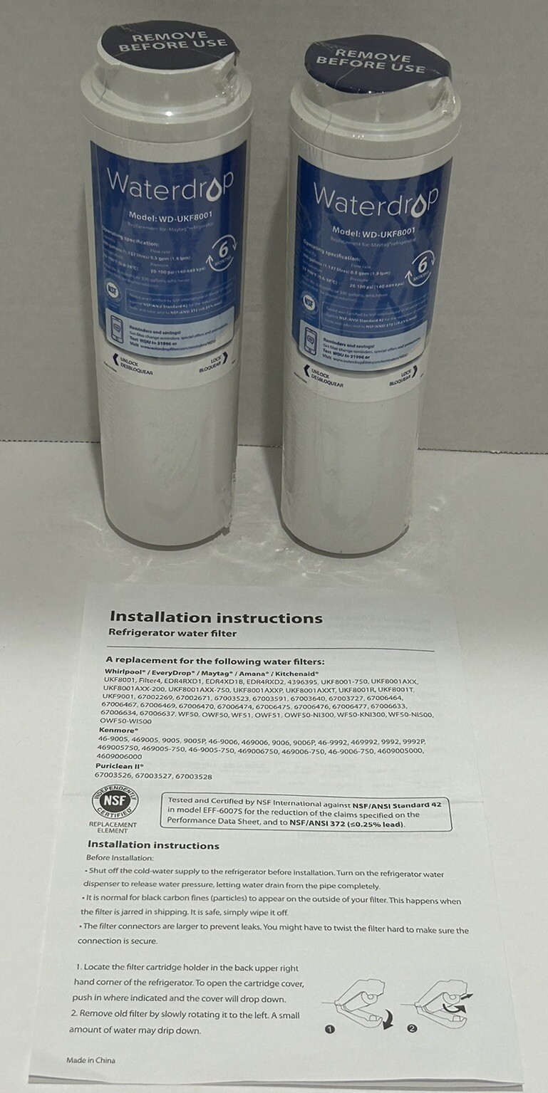 Waterdrop WD-UKF8001 Replacement Water Filter Maytag Refrigerator 300 Gallons 2 gallery