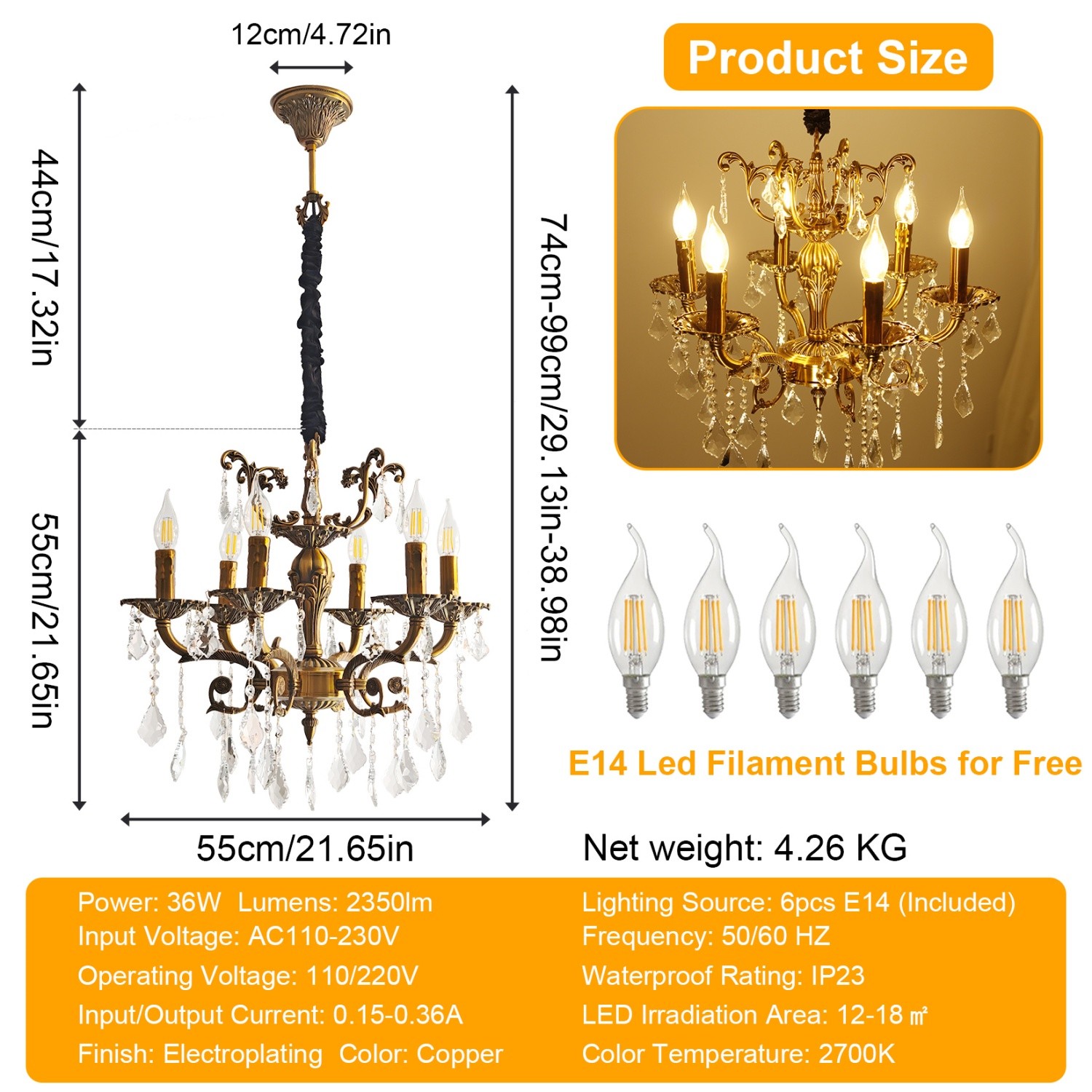 Luxury Crystal Candle Chandelier Adjustable Chain Kitchen Island Ceiling Lights gallery