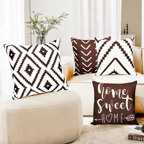 Decorative Throw Pillow Covers 18x18 Inch Brown 18"L x 18"W Brown-geometric gallery