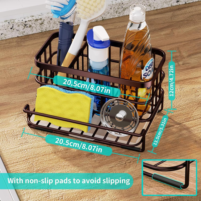 Multifunctional Kitchen Sink Caddy with Removable Drain Tray, Quick Draining Rus gallery