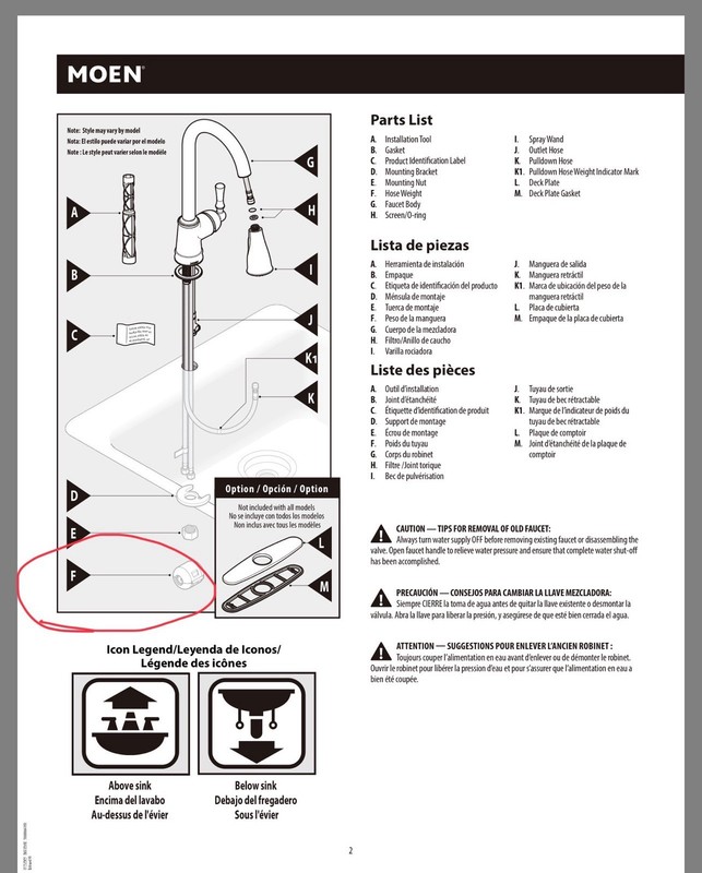 Moen Georgene High Arc Pulldown Kitchen Faucet Chrome 87912 Missing Hose Weight gallery