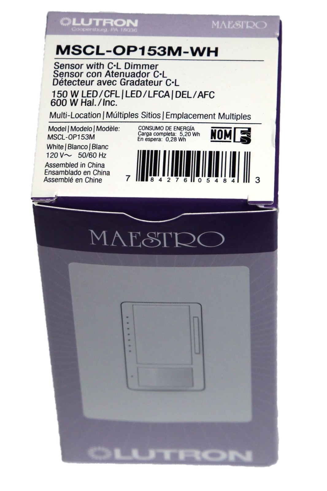 Lutron MSCL-OP153M-WH Maestro Motion Occupancy Sensor Dimmer Switch gallery