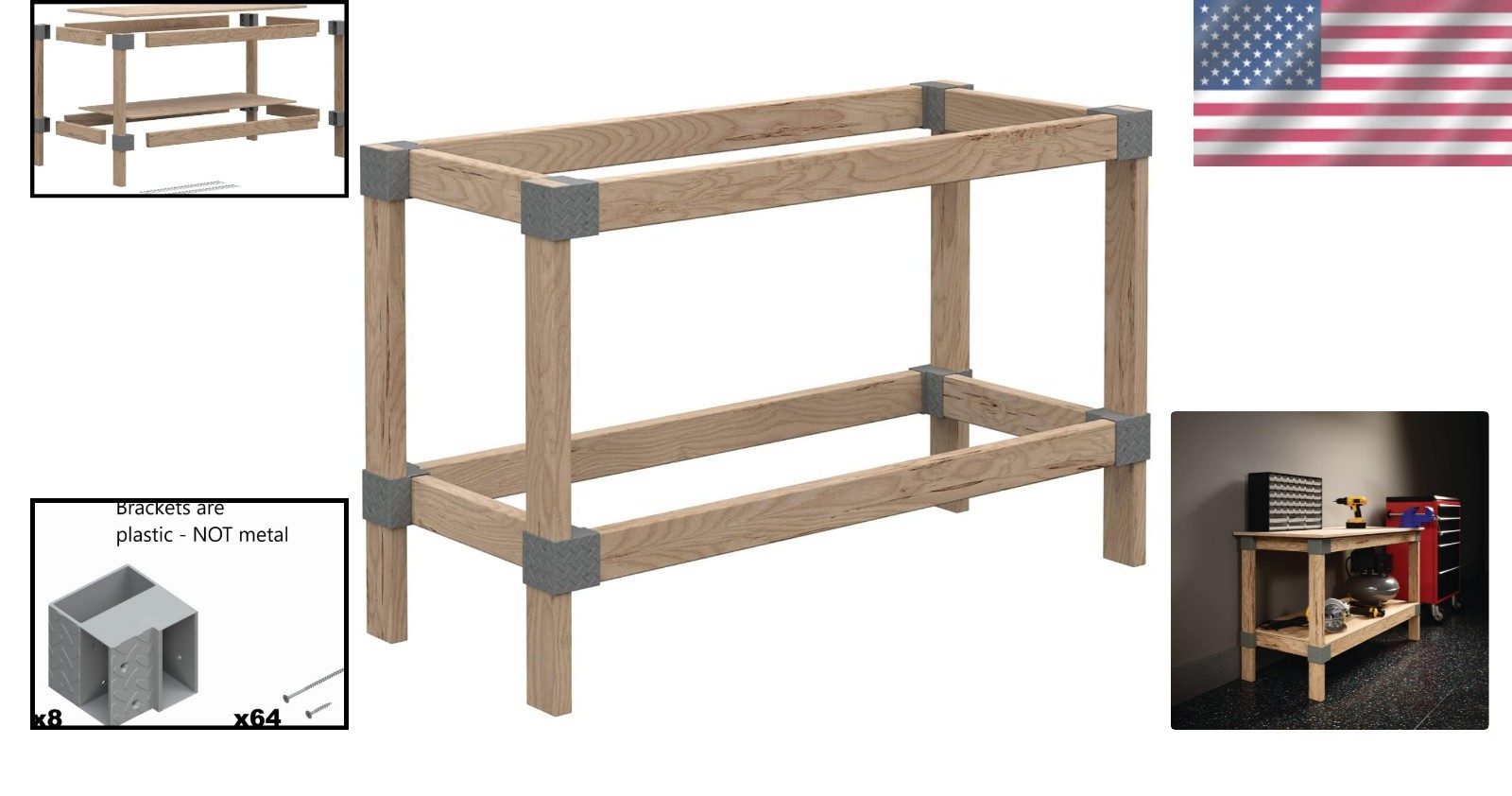 Sturdy 2x4 Heavyweight Workbench Kit - Ideal for Garage or Basement Projects gallery