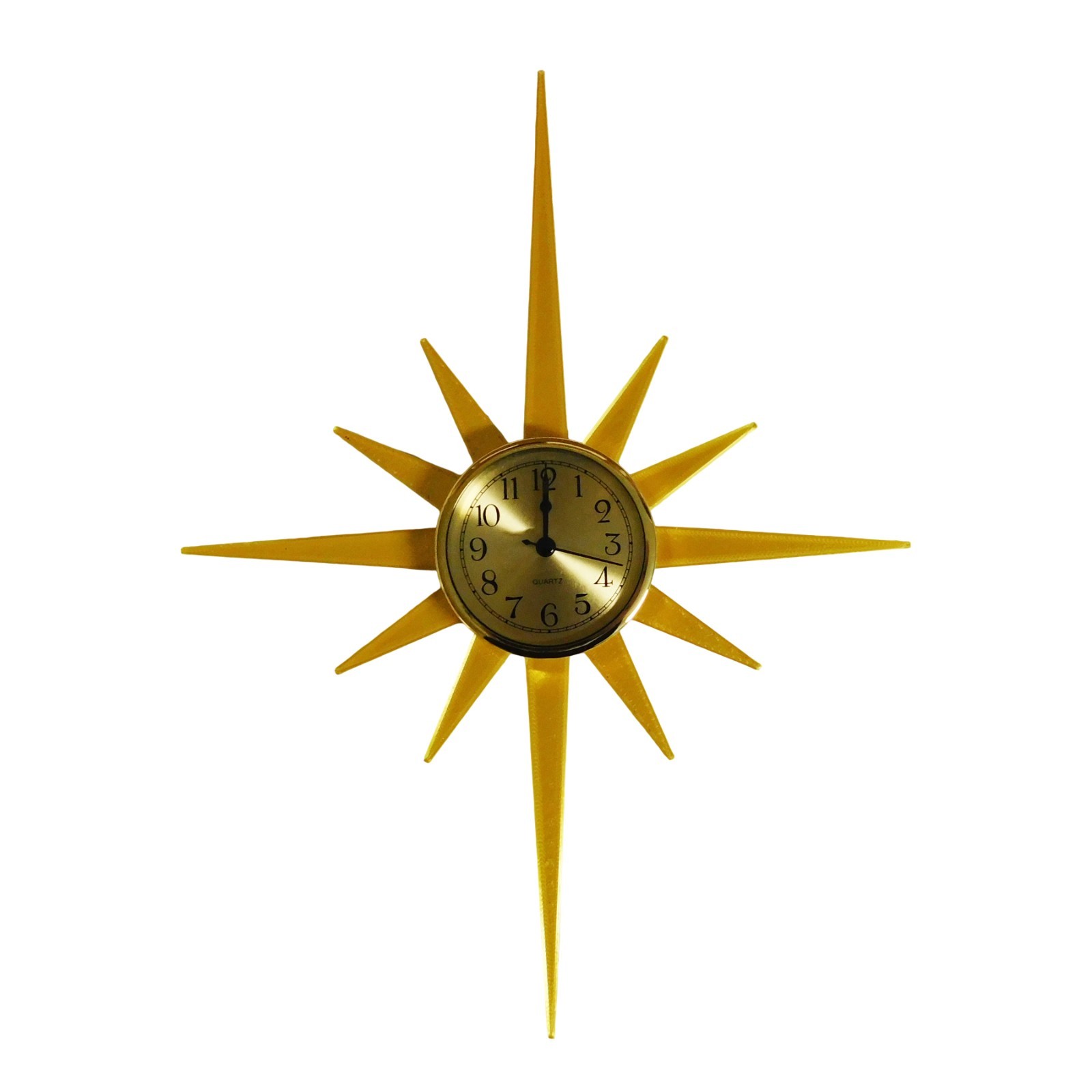 Mid Century Modern Sunburst Wall Clock – 3D Printed– 16" x 12" gallery