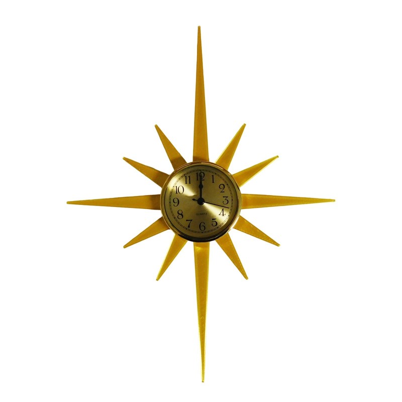 Mid Century Modern Sunburst Wall Clock – 3D Printed– 16" x 12" gallery