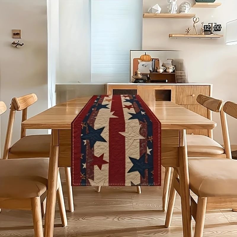 Patriotic American Flag Table Runner Stars Stripes 4th July Decor 13x72/13x90 in gallery