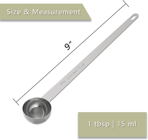 1PCS 1 Tablespoon Coffee Scoop, 9" Long Handle Measuring Spoon, 1Tbsp, Silver gallery