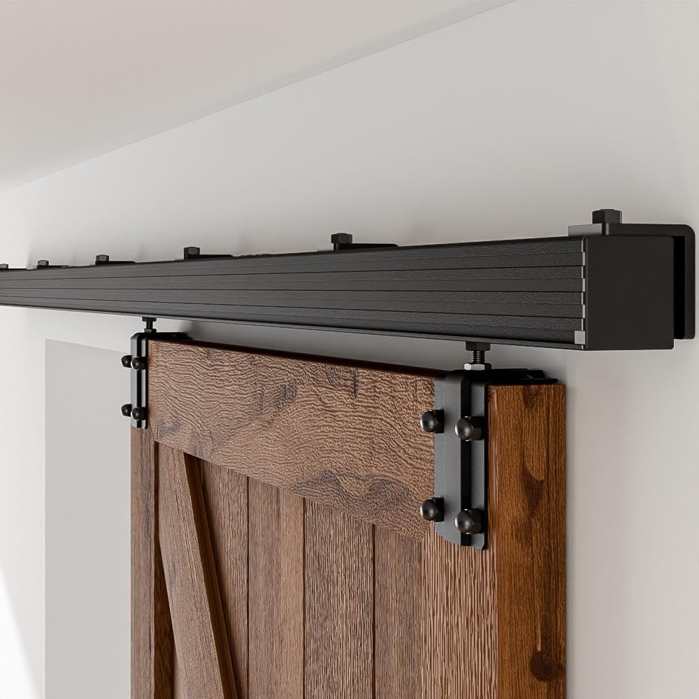 CCJH 5FT Box Rail Hardware Heavy Duty Sliding Barn Door Track Wall Mount Kit gallery