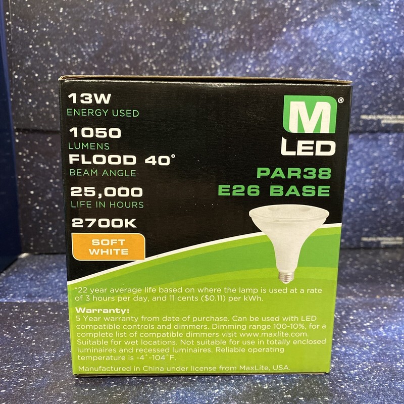 MaxLite Single 13 Watt White Dimmable PAR38 Medium - New gallery