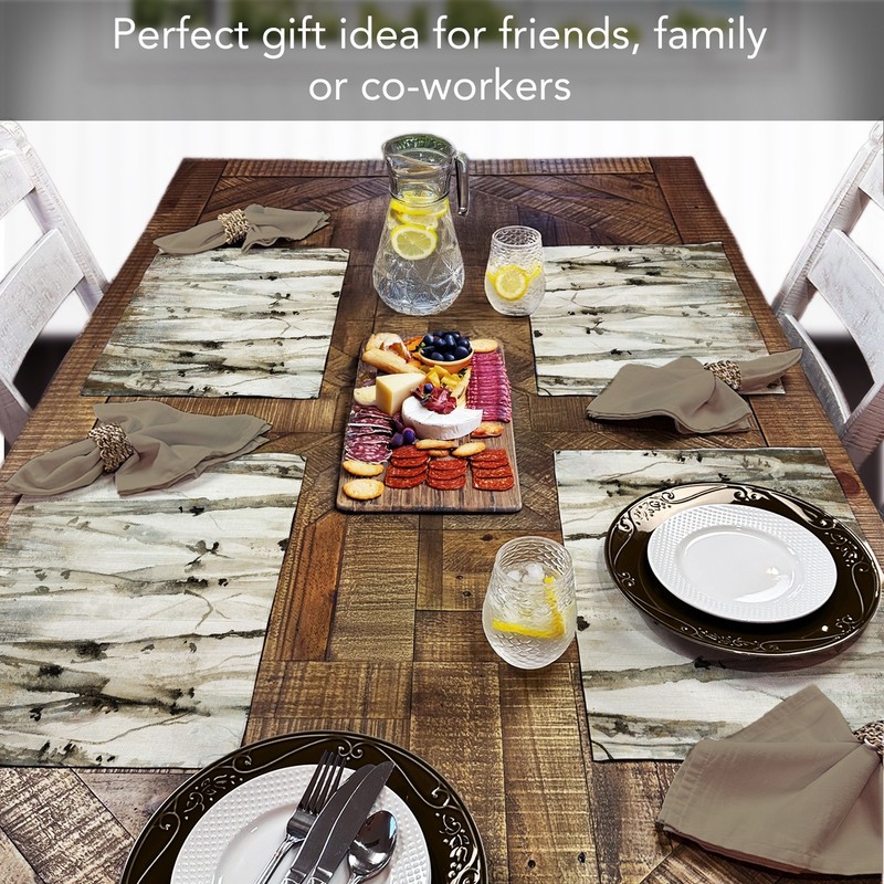 Neutral Birch Trees 4-Pack Poly-Cotton Blend Placemats Manufactured in The USA gallery