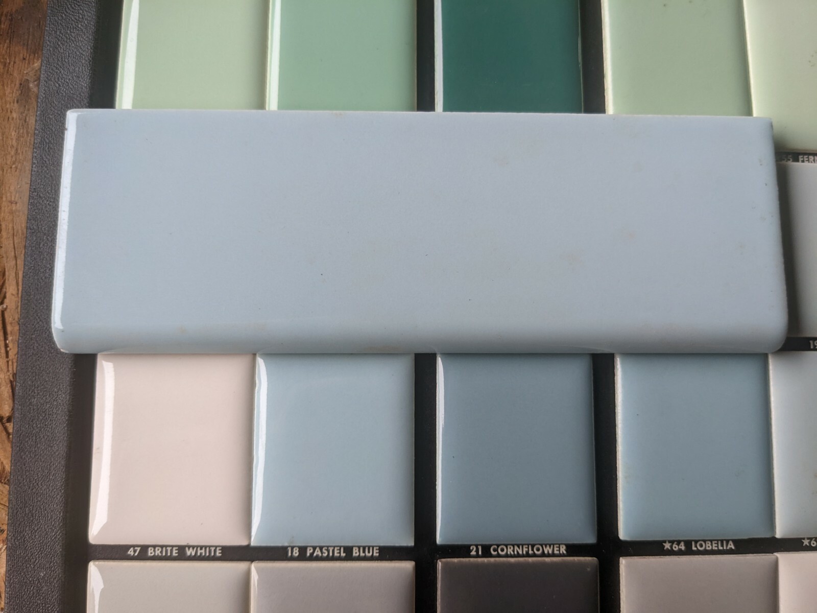 2 pcs American Olean Ceramic Wall Tile 2x6" Bullnose Pastel Blue NEW Color 18 gallery