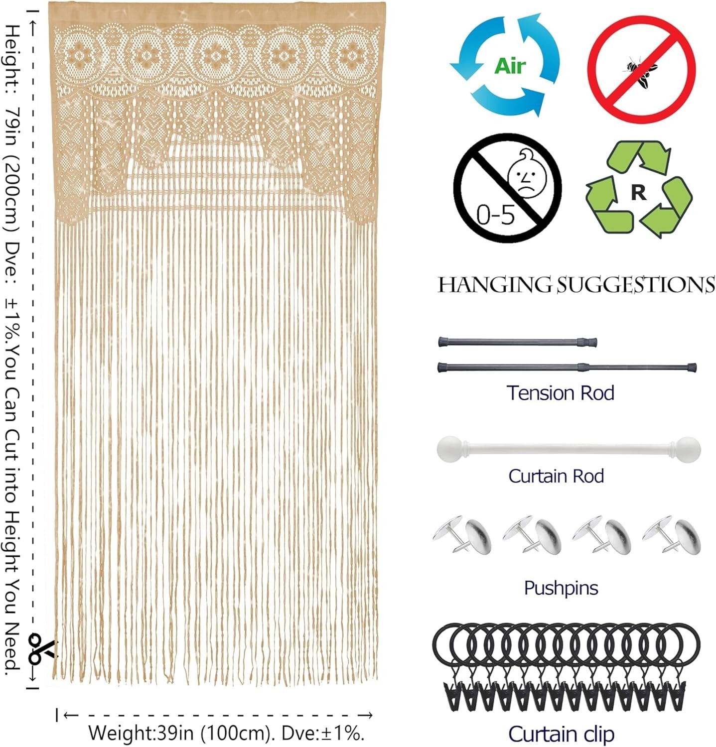 Macrame Curtain Boho Doorway Window Wall Decor Fiber Yarn Art Handwoven Hanging gallery