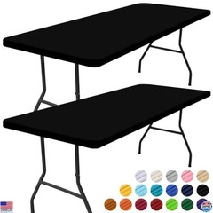 2 Pack Waterproof Elastic Fitted Tablecloths, 30″x72″ Rectangular Covers