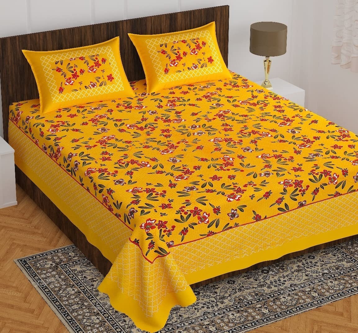 Cotton Double Size Bedsheet with 2 Pillow Covers IB 114 gallery