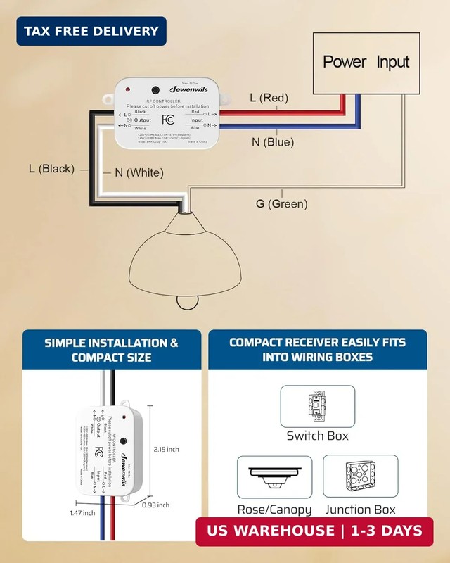 DEWENWILS Wireless Remote Light Switch, 15A Hight Power Wireless Remote Switch, gallery