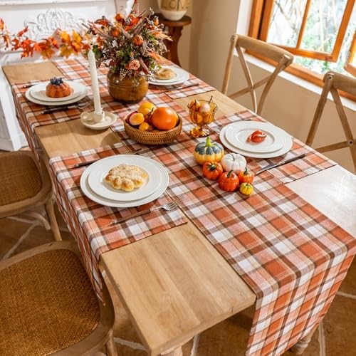 Thanksgiving Rust Tartan Table Runner - 13x72 Inch 13 x 72 Inch Rust Plaid gallery