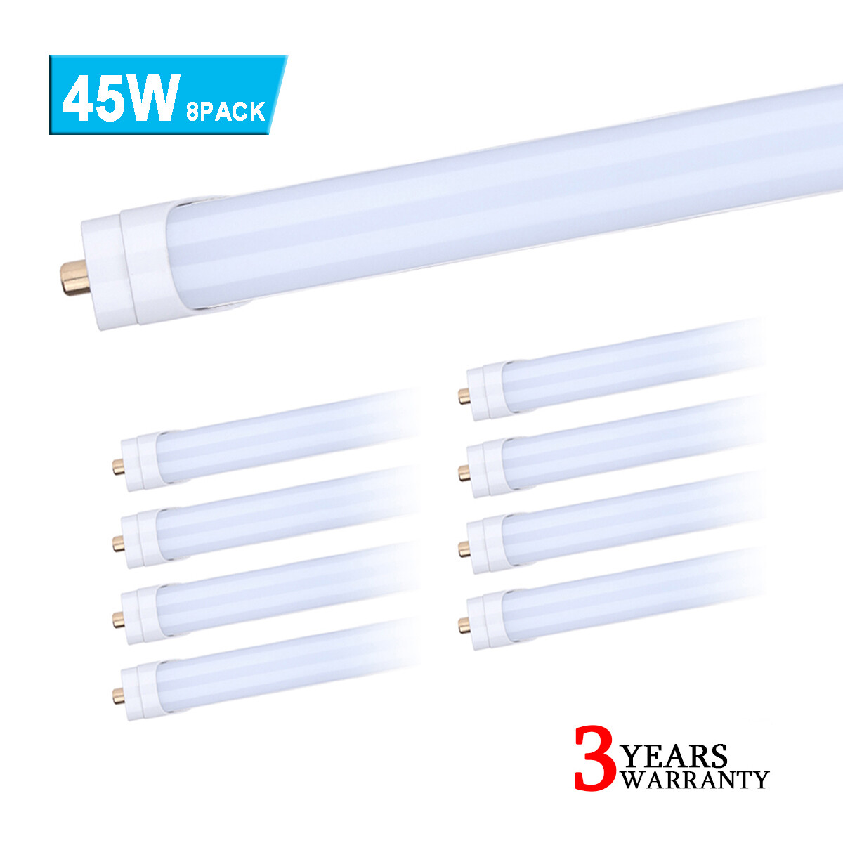 8Pcs T8 8FT Single Pin Led Tube Light Bulbs 45W FA8 8Foot Led Shop Light 6000K gallery