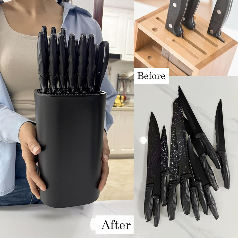 Knife Block without Knives,Universal Square Knife Holder,Kitchen Knife Storage O gallery