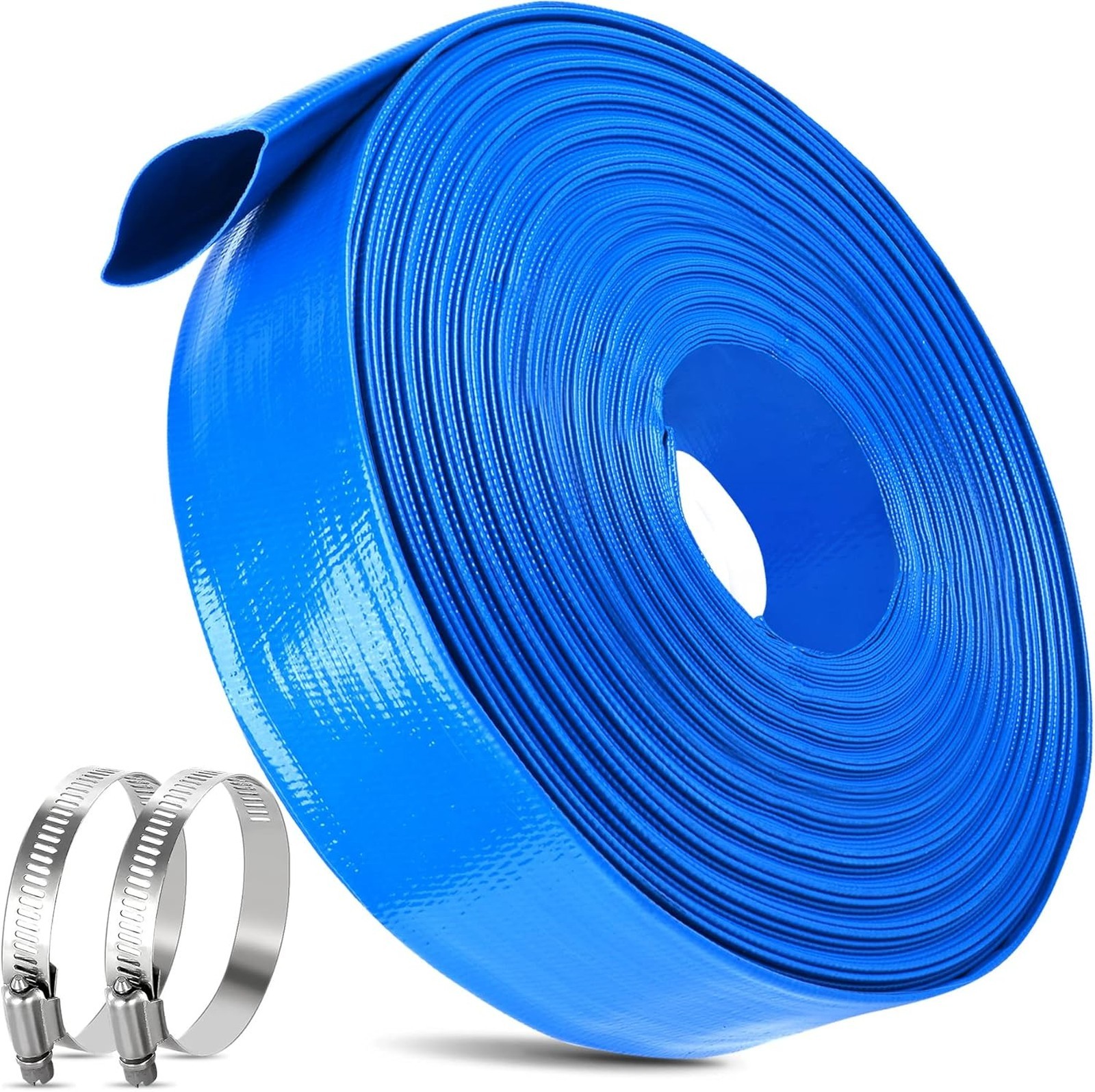 2 Inch Pool Backwash Drain Hose Heavy Duty PVC Layflat Discharge Pipe 110FT Blue gallery