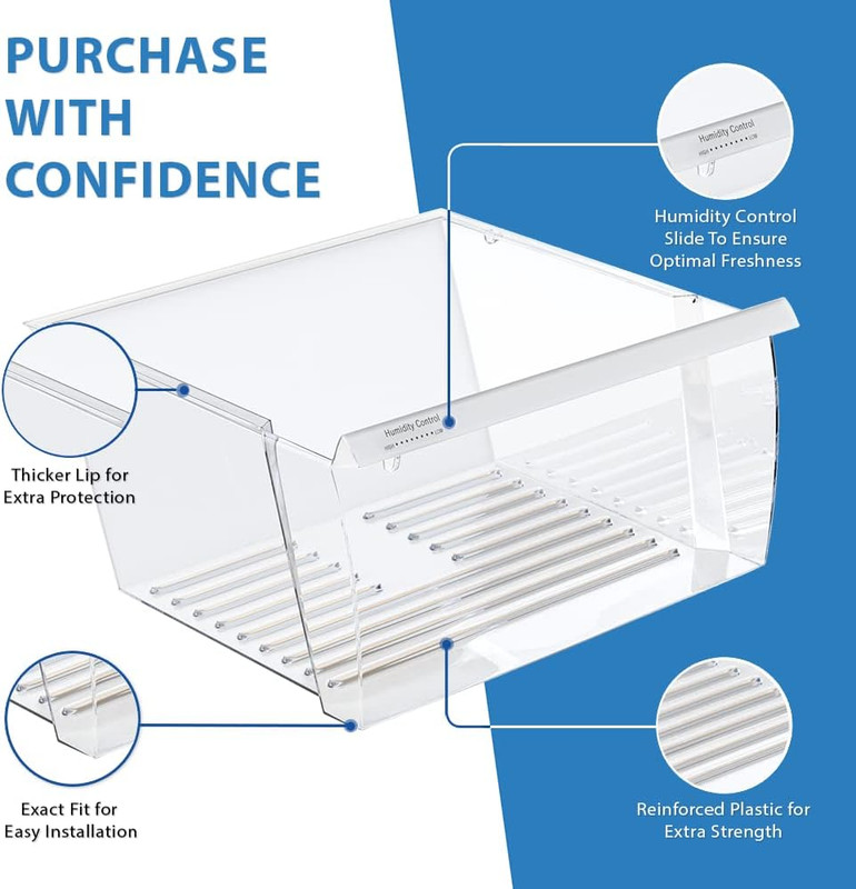 Upper Crisper Pan Compatible with Whirlpool Refrigerator WP2188656 2188656 gallery