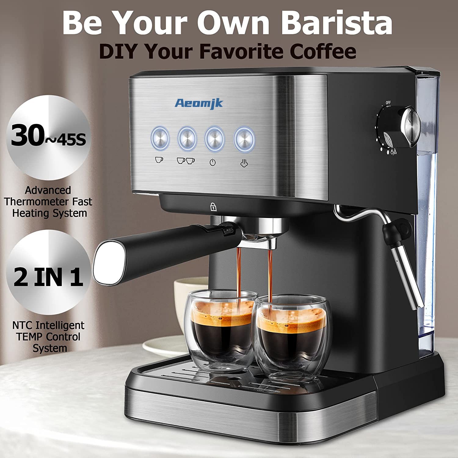 Semi-automatic Concentrated High Pressure Extraction Frothed Milk Coffee Machine gallery