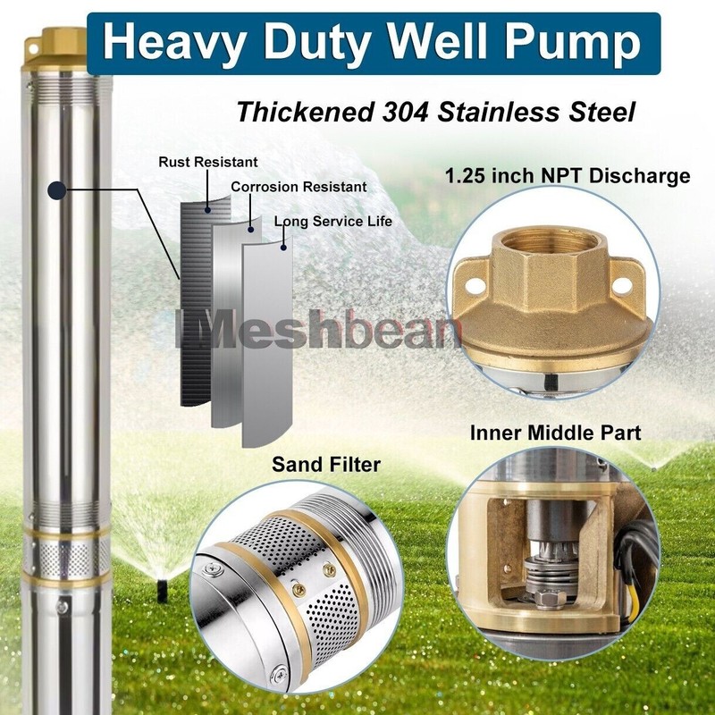 2HP 4in Solar Pump Submersible Pump Bore Deep Well Pump+MPPT Controller DC 110V gallery