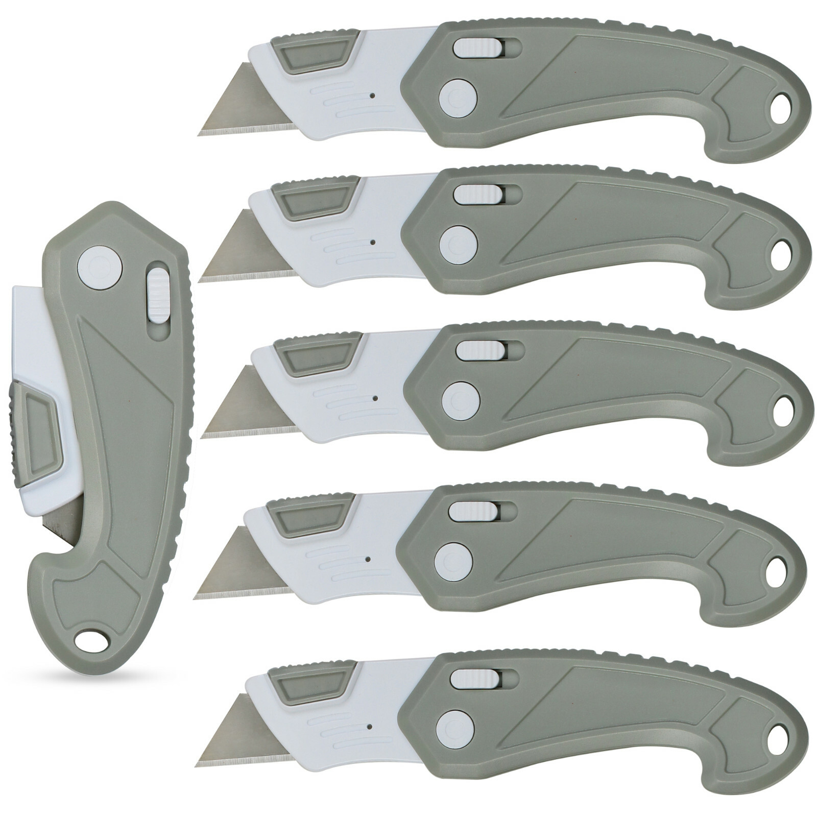 Lightweight Heavy Duty ABS Plastic Folding Saftey Utility Box Cutter 6pc Grey gallery