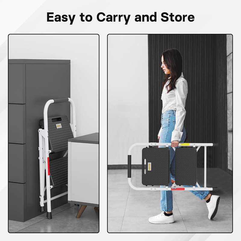 2-Step Ladder, Folding Step Stools for Adults with Wide Anti-Slip Pedals, Max Lo gallery