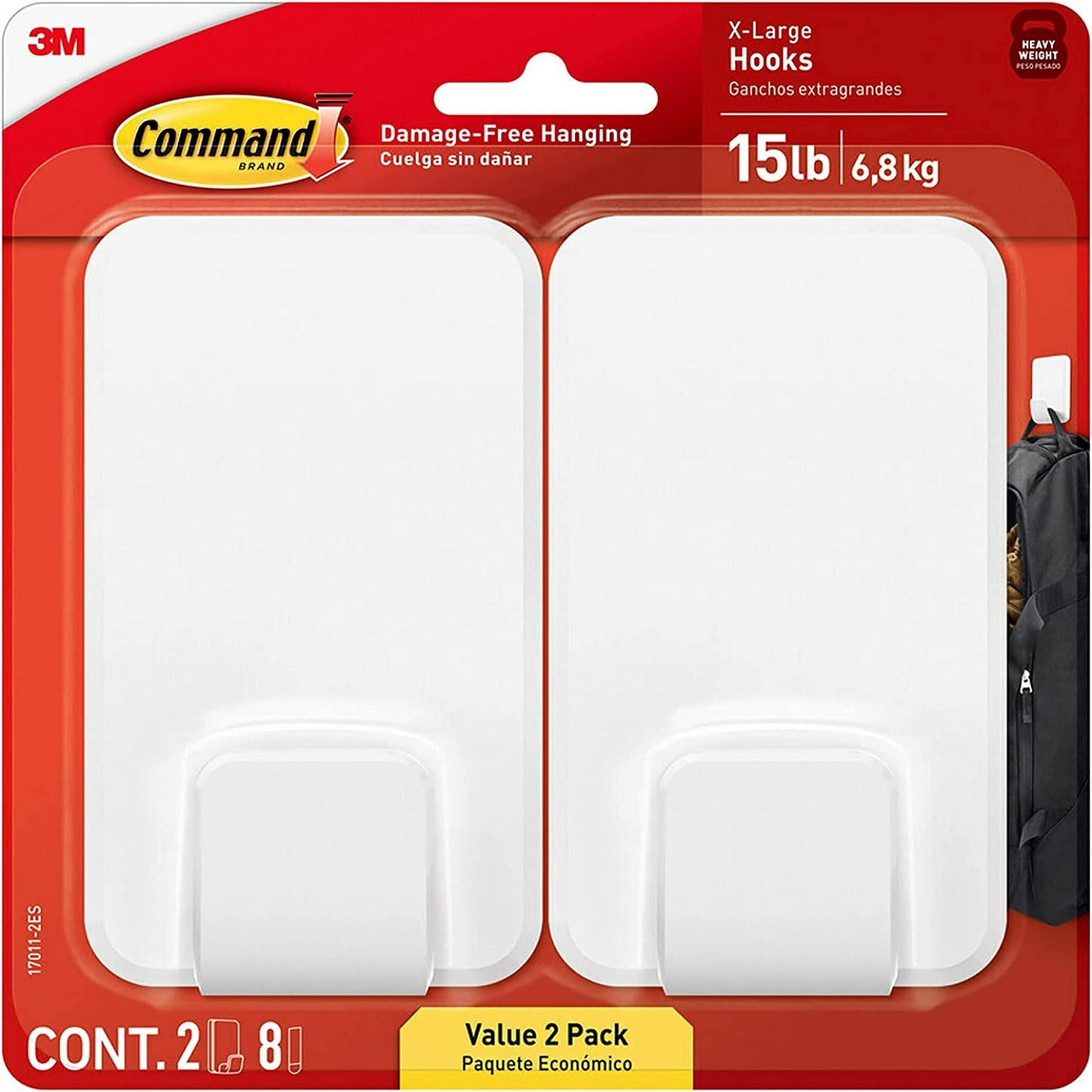 Command 15 Lb Extra Large Heavyweight Wall Hook Set of 2 Damage Free Hanging gallery