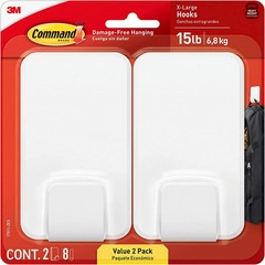Command 15 Lb Extra Large Heavyweight Wall Hook Set of 2 Damage Free Hanging