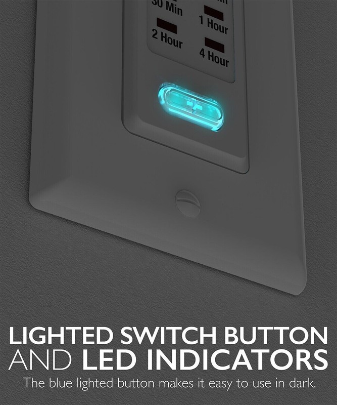 2x In Wall Switch Gang Countdown Programmable Timer Auto Bathroom Fan LED Light gallery