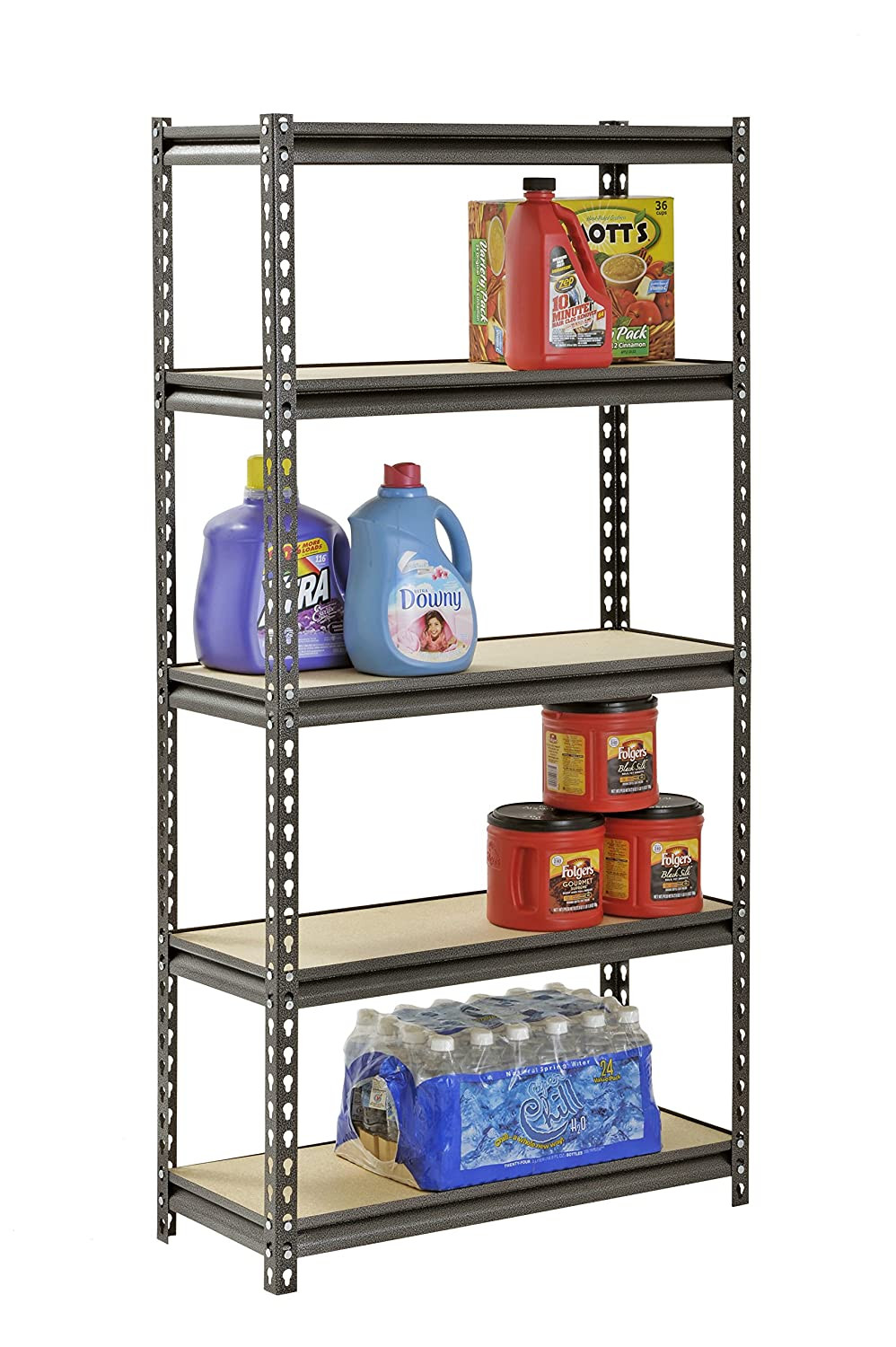 Steel Storage Rack, 5 Adjustable Shelves, 60" Height X 30" Width X 12" Depth gallery