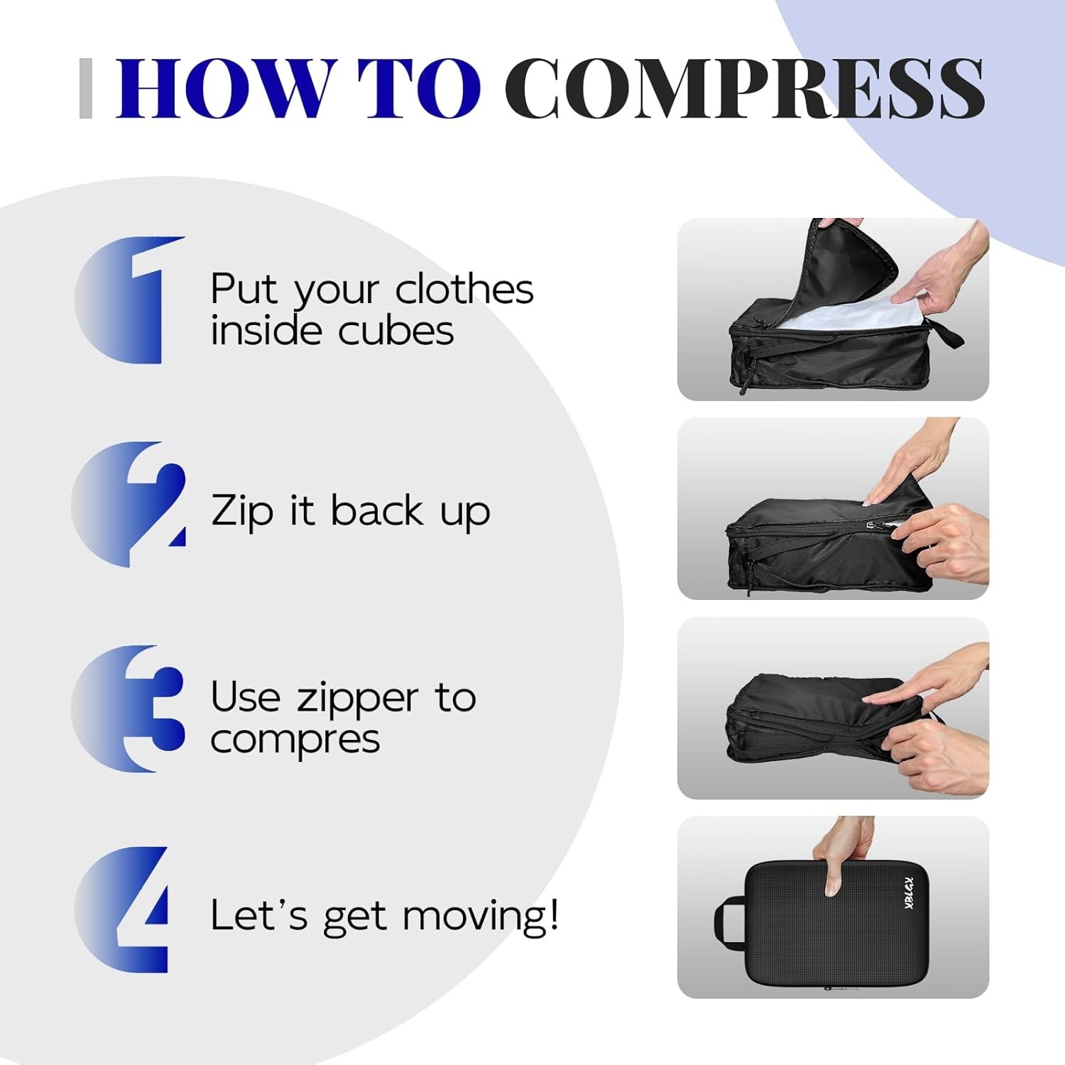 6-Piece Travel Compression Packing Cubes Set Luggage Organizer Bags for Carry-On gallery