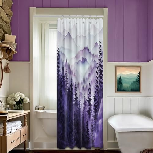 Forest Small Shower Curtain Stand Up Stall 48"W x 72"L (Pack of 1) Purple gallery