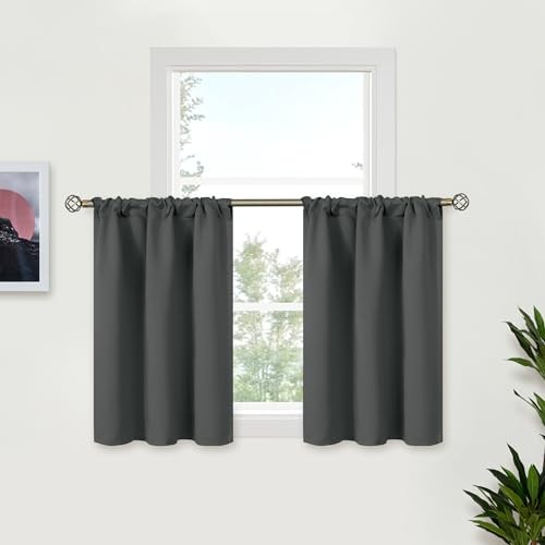 Small Window Curtains 36 Inches Long - Half 29"W x 36"L (Pack of 2) Dark Grey gallery