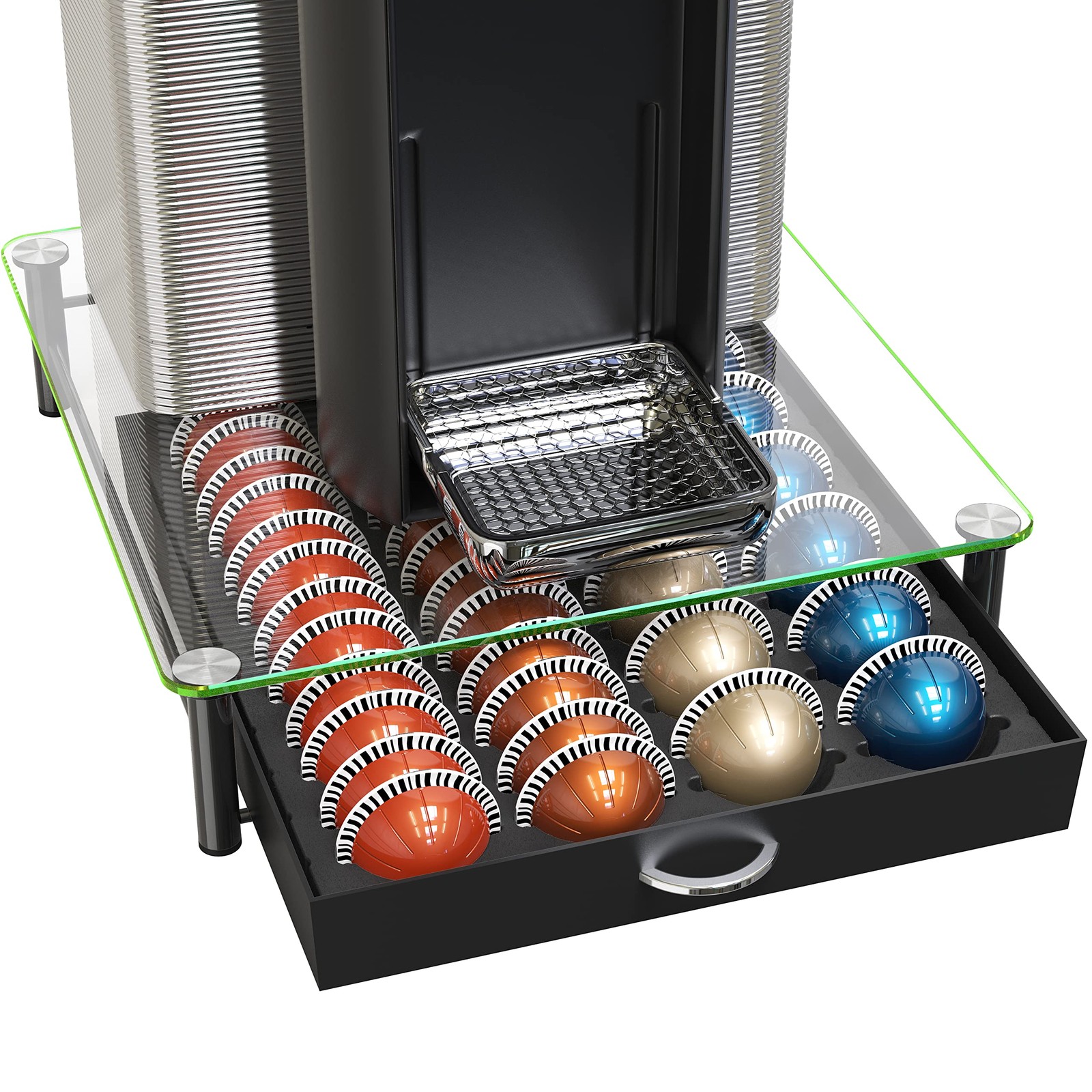 Tempered Glass Nespresso Pod Holder Drawer for 24 Large or 48 Small Capsules gallery