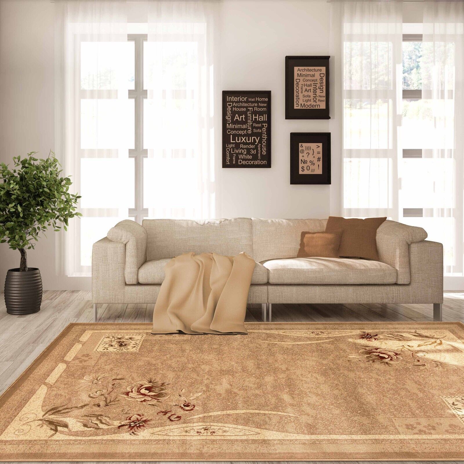 Floral Block Contemporary Indoor Rug Runner Carpet 4x6 5x8 7x9 8x10 Area Rugs gallery