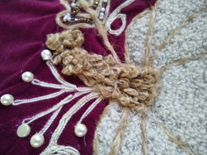 New Decorative Beaded Harvest/Fall Table Runner Velour Burgundy 16 in. X 72 In. gallery