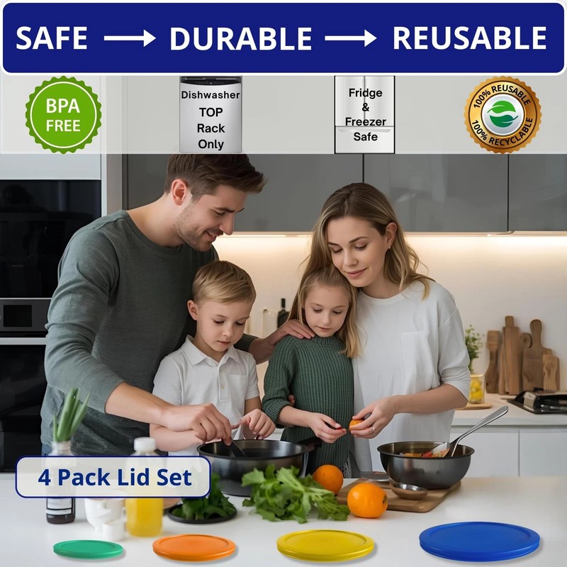 Replacement Lids for Pyrex 1, 2, 4 & 7 Cup - 4 Pack Lids Only gallery
